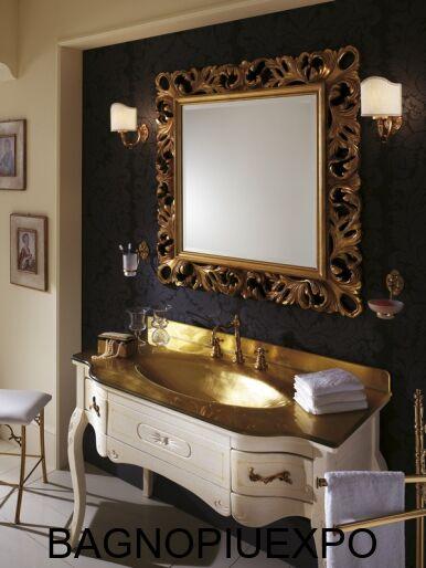 Bagno Piu    BIANCO CON ORO DECORI OPACO  128*84*61+    130*61+  
