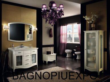 Bagno Piu Тумба напольная BIANCO OPACO 128*83*61+СТЕКЛЯННАЯ столешница с раковиной BIANCO 130*2*62 +ручки хром 