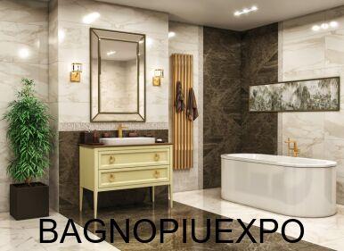 Bagno Piu Тумба напольная 107*50,5*H83см цвет AVORIO OPACO +мраморная столешница IMPERADOR + раковина керамическая+ ручки золото