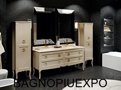 Bagno Piu Тумба напольная 150*83*50,5 цвет AVORIO OPACO + мраморная столешница цвет SILVIA ORO 152* 2* 51,5 + керамическая раковина + ручки золото