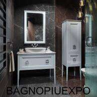 Bagno Piu Тумба напольная 99*83*44,5 цвет LAGUNA OPACO +столешница керамогранит МОНТЕ ТИБЕРИО НАТУРАЛЬНЫЙ 100*1*46,5+керамическая раковина + ручки хром 