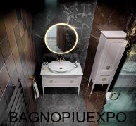 Bagno Piu Тумба напольная 99*83*44,5 цвет ROSATO OPACO +столешница керамогранит МОНТЕ ТИБЕРИО НАТУРАЛЬНЫЙ 100*1*46,5+керамическая раковина + ручки золото 