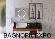 Bagno Piu    BIANCO LUCIDO + FACCIATE IN LEGNO 80*45*45+  40*45*45 +   30*45*45+   NERO MARQUINA 150*2*46+   